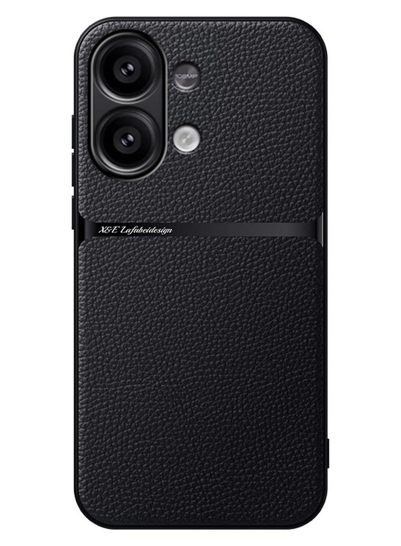 جراب سيليكون من الجلد الصناعي مقاوم للصدمات متوافق مع Redmi Note 13 4G (اسود) - Image 1