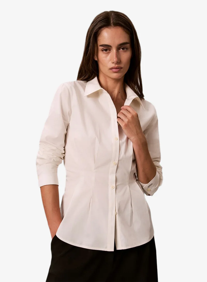 Fitted Pleated Poplin Shirt