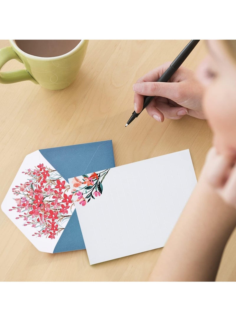 Zikra Writing Paper and Envelopes Set Flower Design Writing Letter Paper 24Pcs Writing Stationery Paper with 12Pcs Envelopes Set Lined Letter Writing Set with Floral Stickers for Invitation Gifts 6 Styles - Image 4
