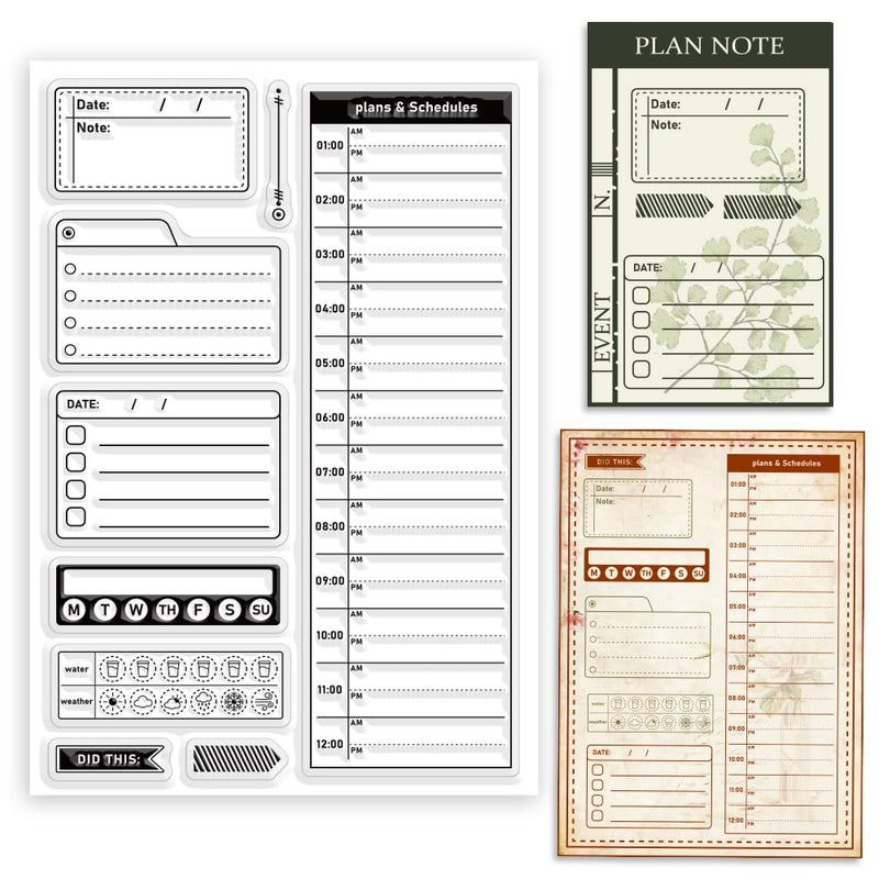 ORIGACH Plans and Schedules Clear Stamps Date Planning Silicone Stamps for Cards Making DIY Scrapbooking Photo Album Decoration, 6.3x4.3inch - Image 1