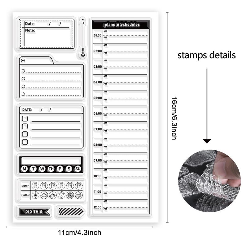 ORIGACH Plans and Schedules Clear Stamps Date Planning Silicone Stamps for Cards Making DIY Scrapbooking Photo Album Decoration, 6.3x4.3inch - Image 2