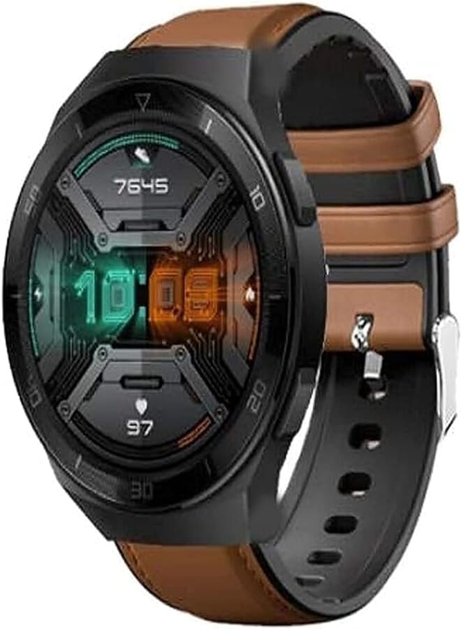 حزام ساعة دادو الذكي جلد + سيليكون لحزام معصم ساعة هواوي GT2e 46mm بني