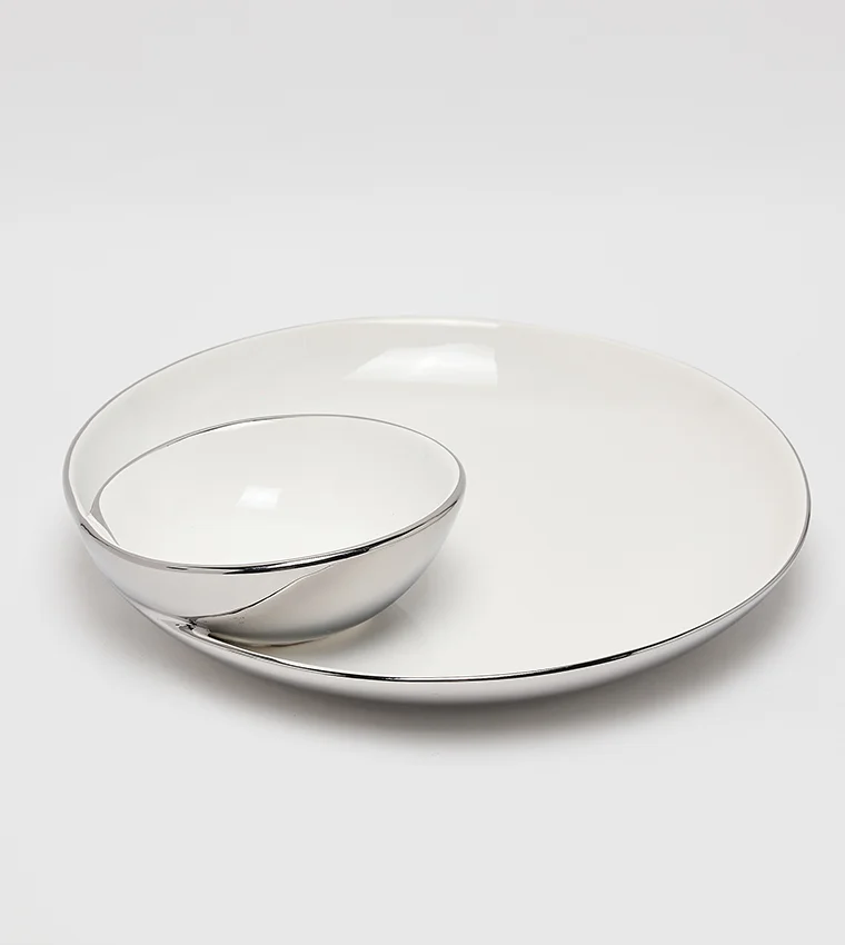 Sur La Table Chip &amp; Dip Bowl 36cm White/Silver