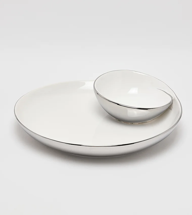Sur La Table Chip &amp; Dip Bowl 36cm White/Silver
