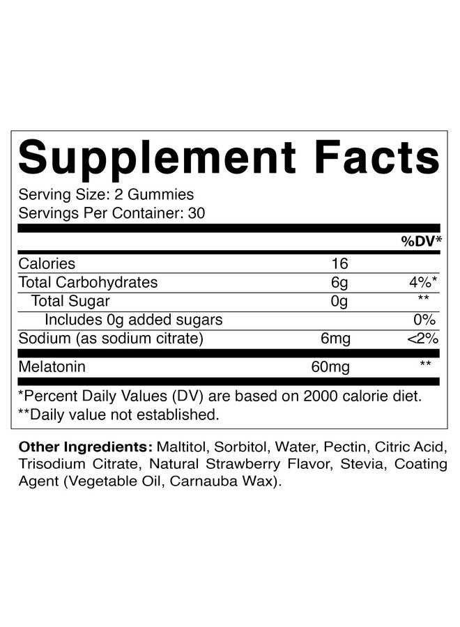 Vitamatic Sugar Free Melatonin 60 mg - 60 Vegetarian Gummies - Non-Habit Forming Supplement - Image 2