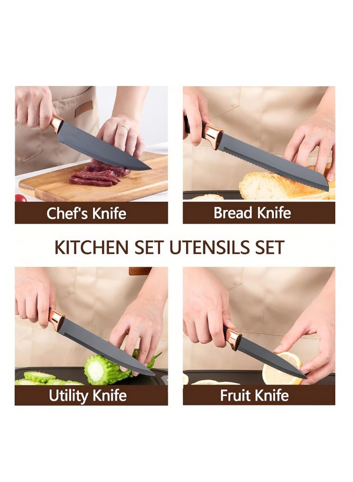 Outdoor.Market 19-Piece Silicone Kitchen Utensil Set – Heat Resistant Non-Stick Cooking Tools with Wooden Handles – Spatula, Spoon, Tongs, Whisk & More – Safe for Nonstick Cookware - Image 4