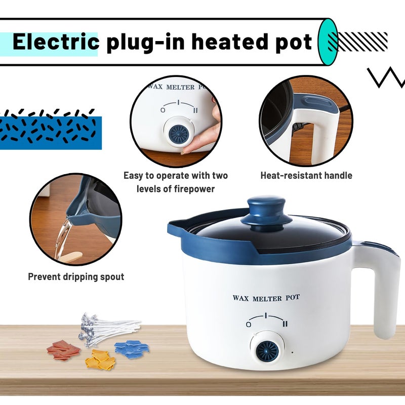 Ksedcon Wax Melting Pot for Candle Making, Electric Wax Melter with Pour Spout,Candle Making Supplies Includes Pouring Pot, Colors Dyes, Wicks, Thermometer - Image 3