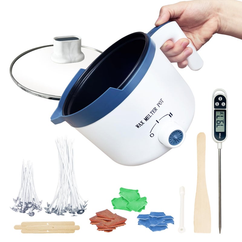 Ksedcon Wax Melting Pot for Candle Making, Electric Wax Melter with Pour Spout,Candle Making Supplies Includes Pouring Pot, Colors Dyes, Wicks, Thermometer - Image 1