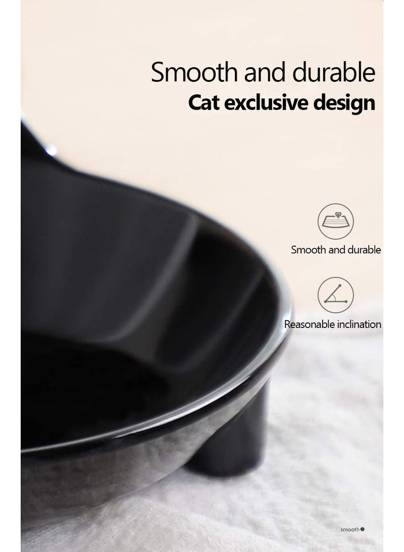 وعاء ماء وطعام للقطط والكلاب، وعاء بلاستيكي مرتفع - وعاء طعام وإطعام مائل للطعام الجاف والرطب والماء للمنزل والخارج، أبيض - Image 3