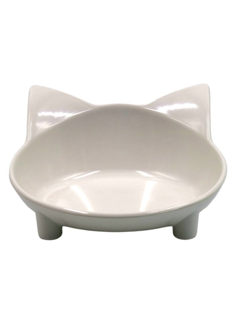 وعاء ماء وطعام للقطط والكلاب، وعاء بلاستيكي مرتفع - وعاء طعام وإطعام مائل للطعام الجاف والرطب والماء للمنزل والخارج، أبيض - Image 1