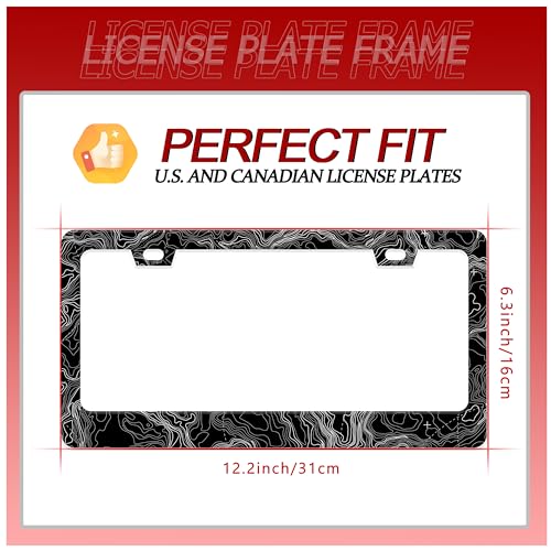 UNINDREM Topographic Map License Plate Frame Topography Stainless Steel License Plate Frame Auto Parts Decoration with Screws License Plate Holder for Men Women 12x6 Inch - Image 2