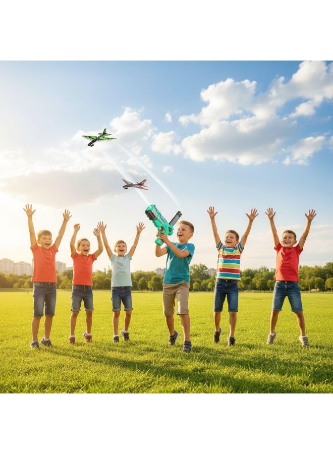 Kids' Airplane Launcher Gun with 4 Flying Foam Gliders - Catapult Pistol Toy - Image 2