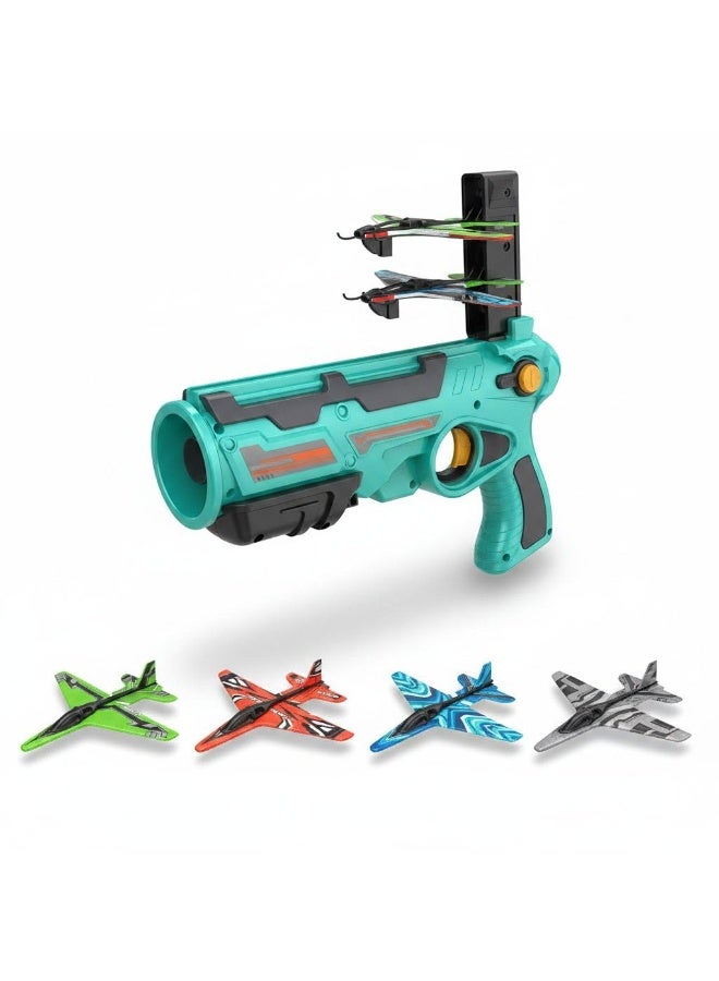 Kids' Airplane Launcher Gun with 4 Flying Foam Gliders - Catapult Pistol Toy - Image 1