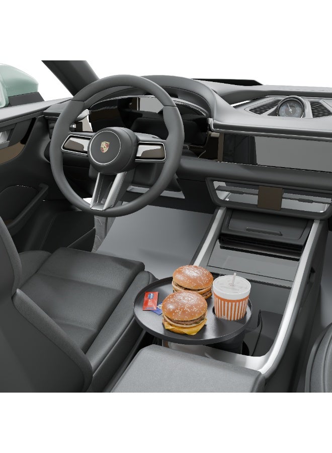 GREEN LION Travel Tray Car Cup Holder with Universal Fit / Anti-Shake Design / 360° Rotation / Easy Installation / Anti-Slip Mat / Detachable Base / 2kg Weight Capacity - Black - Image 3