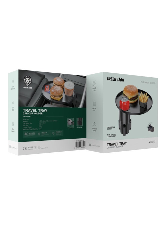 GREEN LION Travel Tray Car Cup Holder with Universal Fit / Anti-Shake Design / 360° Rotation / Easy Installation / Anti-Slip Mat / Detachable Base / 2kg Weight Capacity - Black - Image 4