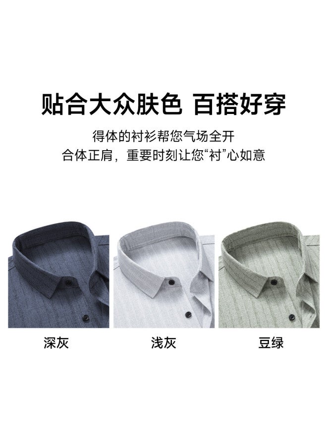 Fapai Long Sleeve Shirt Men's Business Casual Striped Shirt Slim Fit Turn-down Collar Shirt Men - Image 5