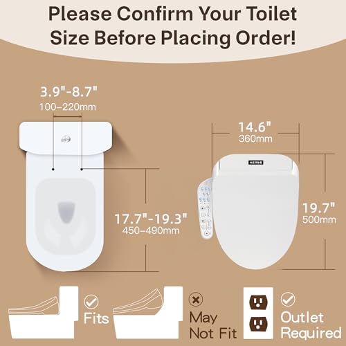 KERDE P30B Bidet Toilet Seat - Dual Control (Side Panel & Remote), Warm Water Wash, Heated Seat, Warm Air Dryer, LED Night Light,Existing Toilets Electric Bidet Elongated Electronic Heated Smart - Image 5