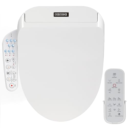 KERDE P30B Bidet Toilet Seat - Dual Control (Side Panel & Remote), Warm Water Wash, Heated Seat, Warm Air Dryer, LED Night Light,Existing Toilets Electric Bidet Elongated Electronic Heated Smart - Image 1