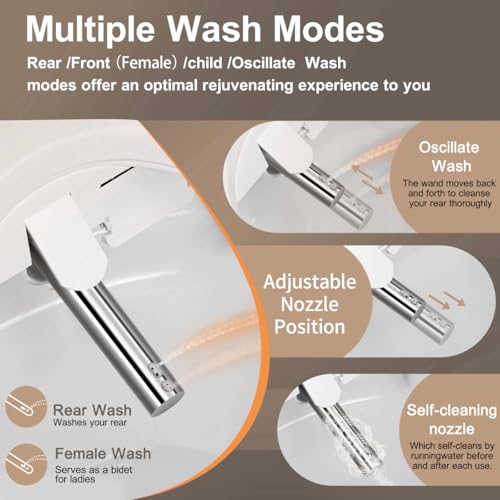 KERDE P30B Bidet Toilet Seat - Dual Control (Side Panel & Remote), Warm Water Wash, Heated Seat, Warm Air Dryer, LED Night Light,Existing Toilets Electric Bidet Elongated Electronic Heated Smart - Image 2
