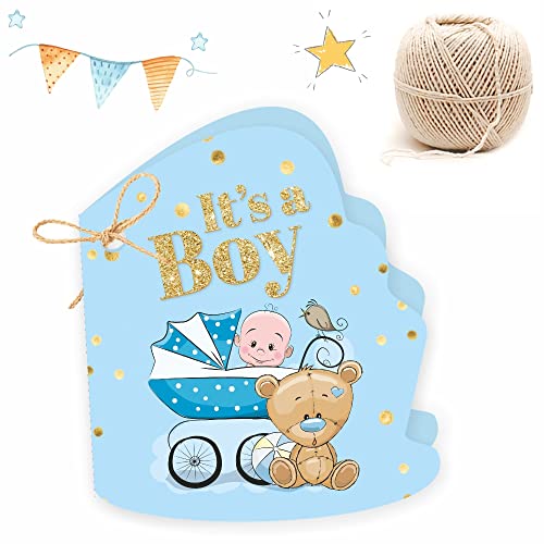 Chic a Choc Its a Boy Gift Tags, Folding Cards. Pack of 40. Baby Shower, Birth Ceremony, Birthday Celebration, Mundan - Image 1