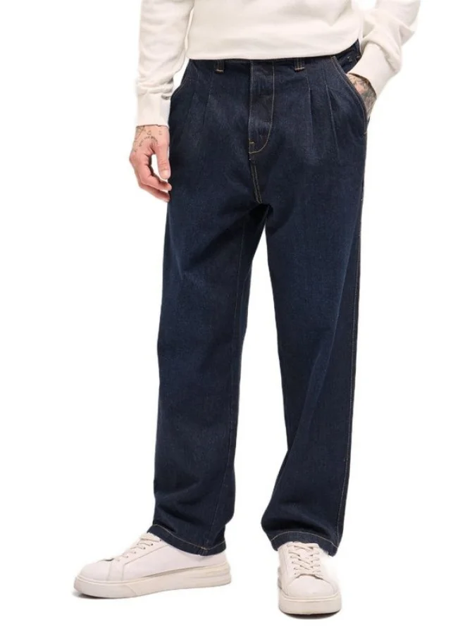 Men's Classic Wide-Leg Denim Jeans with Pleated Detailing Classic Comfort With Modern Style, Perfect For Everyday Casual Looks And Effortless Streetwear Vibes