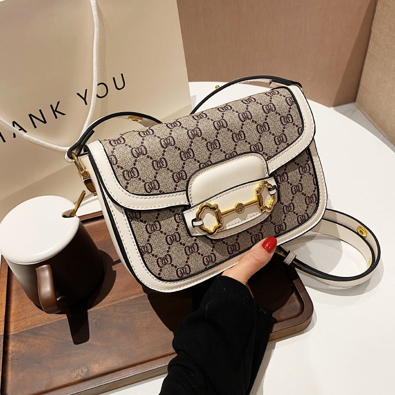 Summer Style Live Broadcast Fashion Retro Printed Small Square Bag Saddle Bag Versatile One-Shoulder Cross-Body Bag For Women - Image 1