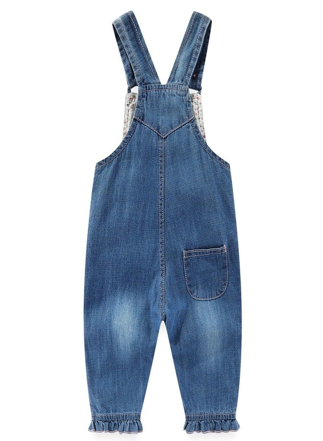 Peacolate 3Months-3Years Baby Girls Denim Overalls Embroidery Butterfly Bib Pants Jeans Jumpsuit(12-18Month,Butterfly) - Image 2