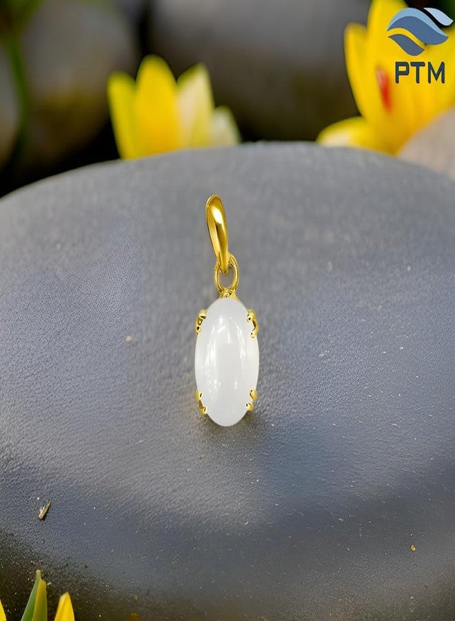 Ptm Moonstone/Chandrakant 6.25 Ratti or 5.5 Carat Natural Certified Astrological Gemstone Panchdhatu/5 Metals 22k Gold Plated pendant for Men & Women -nvdhp1625 - Image 2