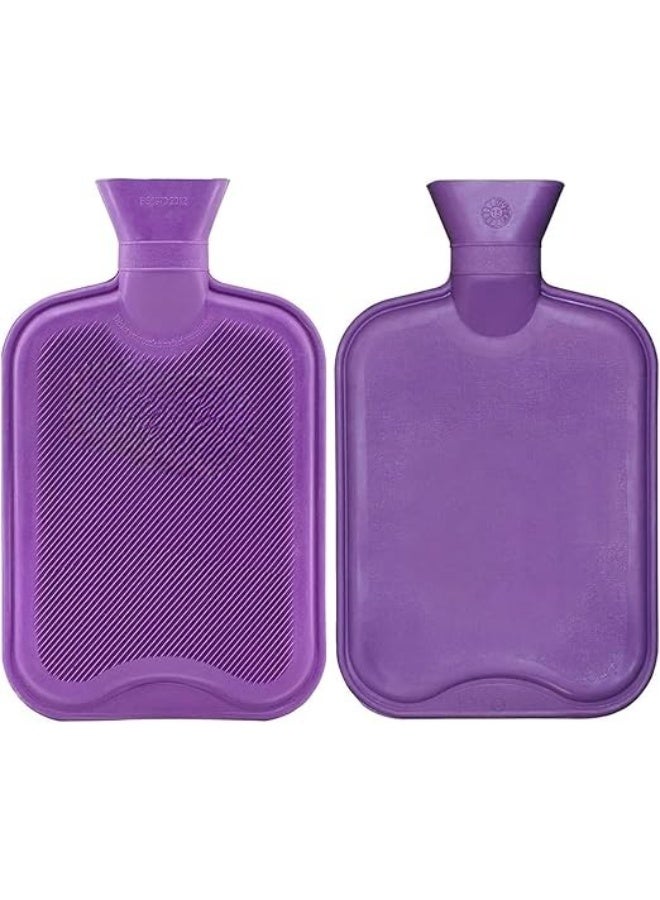 زجاجة مياه ساخنة مطاطية كلاسيكية من هوم توب – سعة 2 لتر للعلاج الساخن والبارد وتخفيف الألم، أرجواني - Image 5