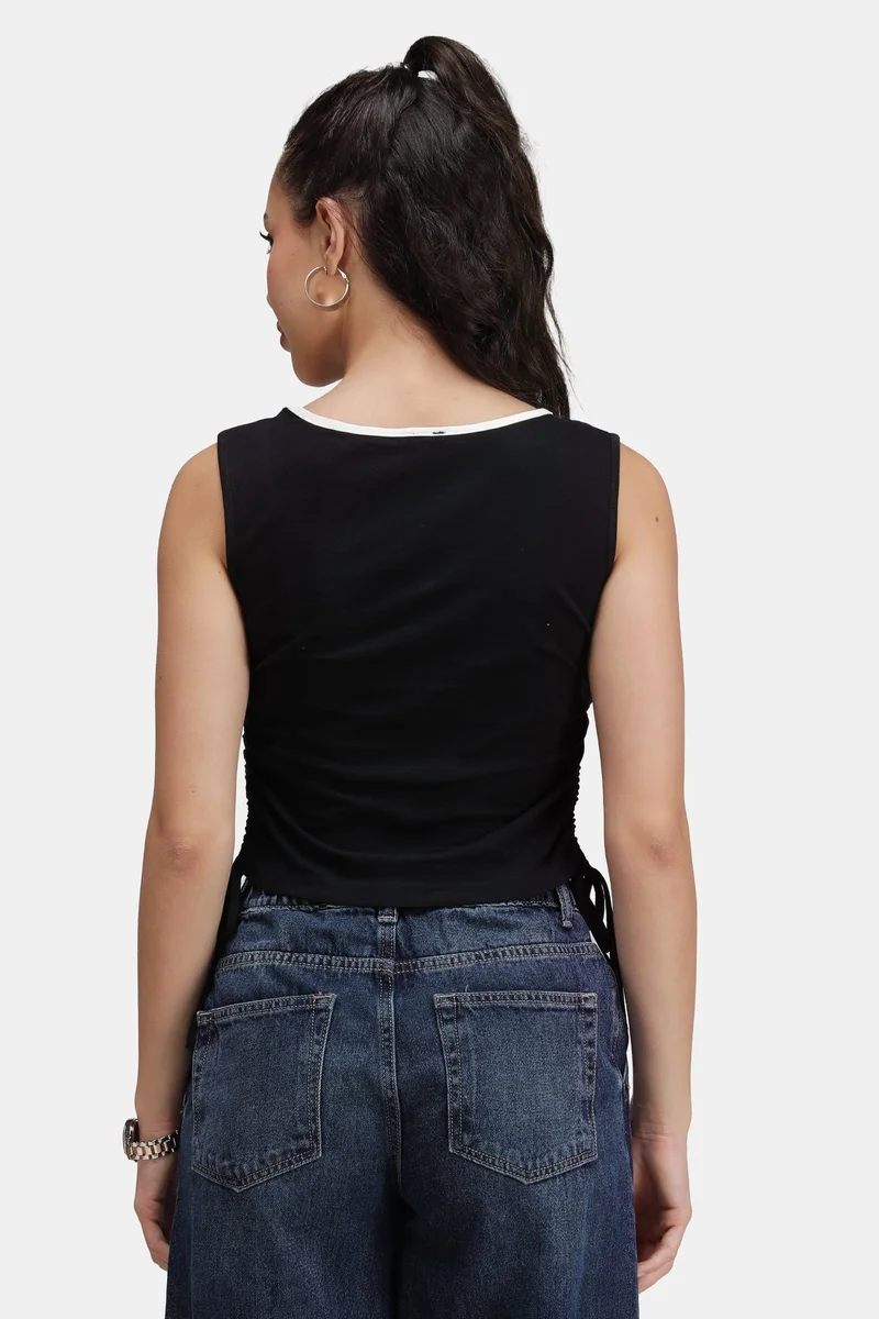 Virgio  Graphic Cotton Graphic Top With Drawstrings for Women for Women | Best Price UAE