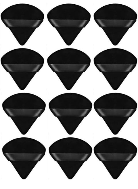 12 Piece Triangle Powder Puff Set Precision Makeup Pads for Flawless Face Powder Application