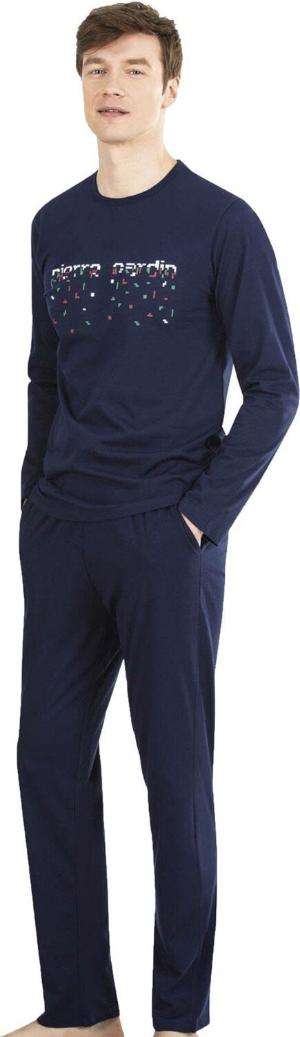 pierre cardin 100% Cotton Men's Pajama Set, Seasonal Pajamas, Long Sleeve Pajamas 