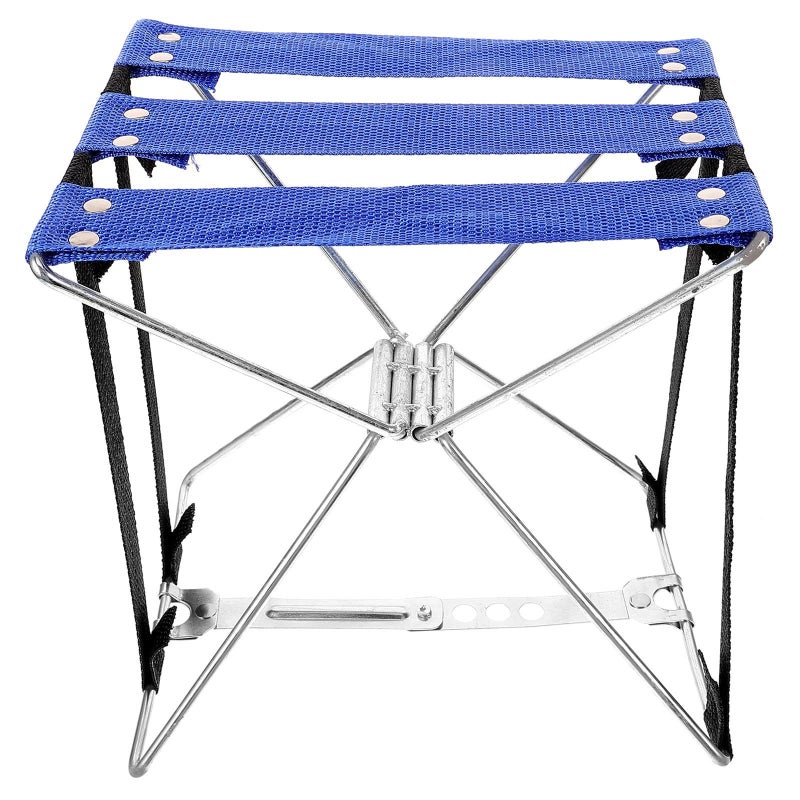 Portable Folding Camping Stool Small Blue Lightweight Seat for Outdoor Hiking Fishing and Subway Use - Image 2