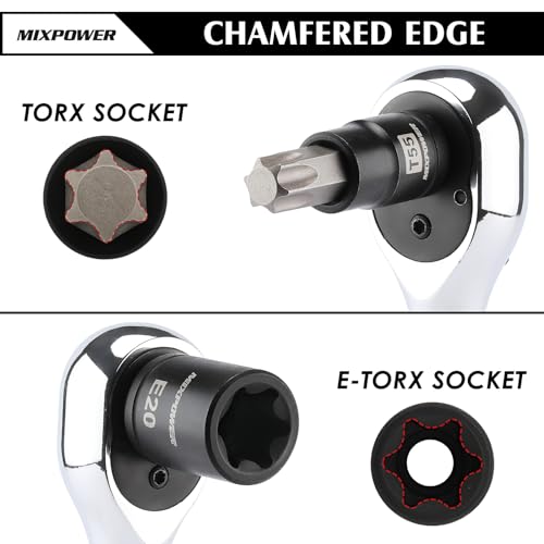 MIXPOWER 32PCS Torx Bit Socket Set, 14 Star Bits (T8-T70)& 13 E-Torx Sockets (E4-E24), CR-V & S2 Alloy Steel - Image 4