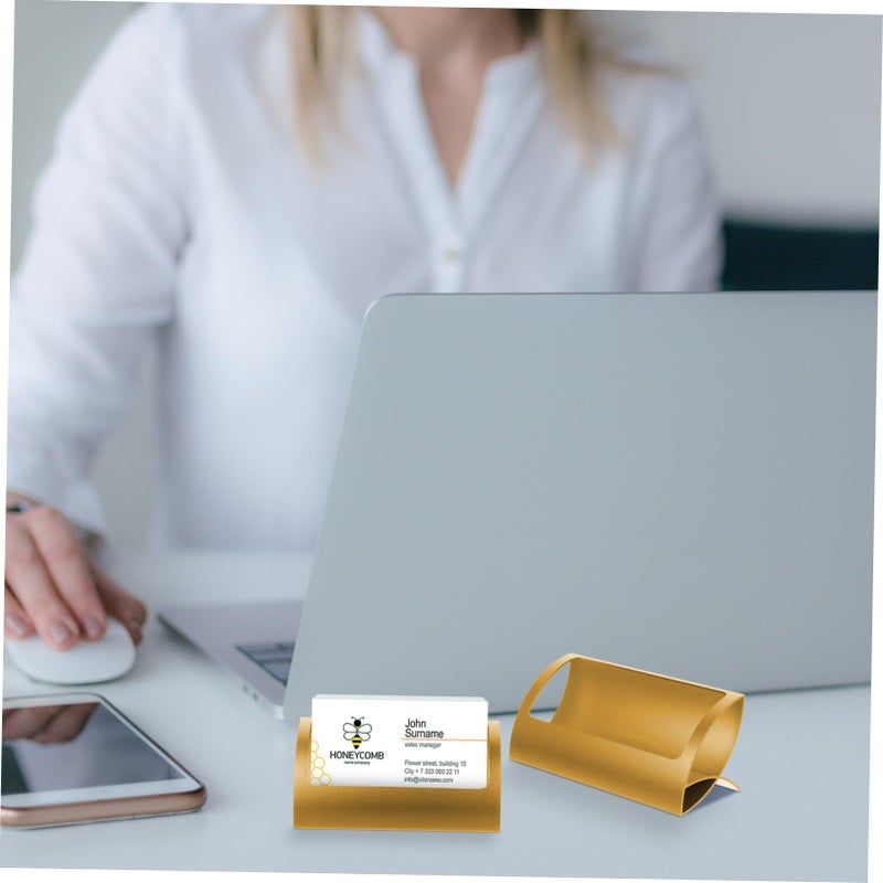 Aluminum Alloy Business Card Holder Display Stand Sleek Metal Desk Organizer - Image 5