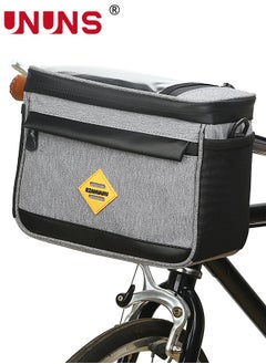 UNUNS Bike Front Basket,Bicycle Handlebar Bag With Touch-Screen Phone Bag Fit Phone Under 7",Waterproof Cycling Phone Holder Bike Basket Pocket,Cold Warm Insulation Outdoor​Storage Pouch-Grey 23x12x18cm  - Image 1