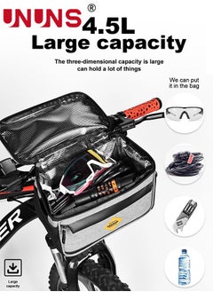 UNUNS Bike Front Basket,Bicycle Handlebar Bag With Touch-Screen Phone Bag Fit Phone Under 7",Waterproof Cycling Phone Holder Bike Basket Pocket,Cold Warm Insulation Outdoor​Storage Pouch-Grey 23x12x18cm  - Image 4