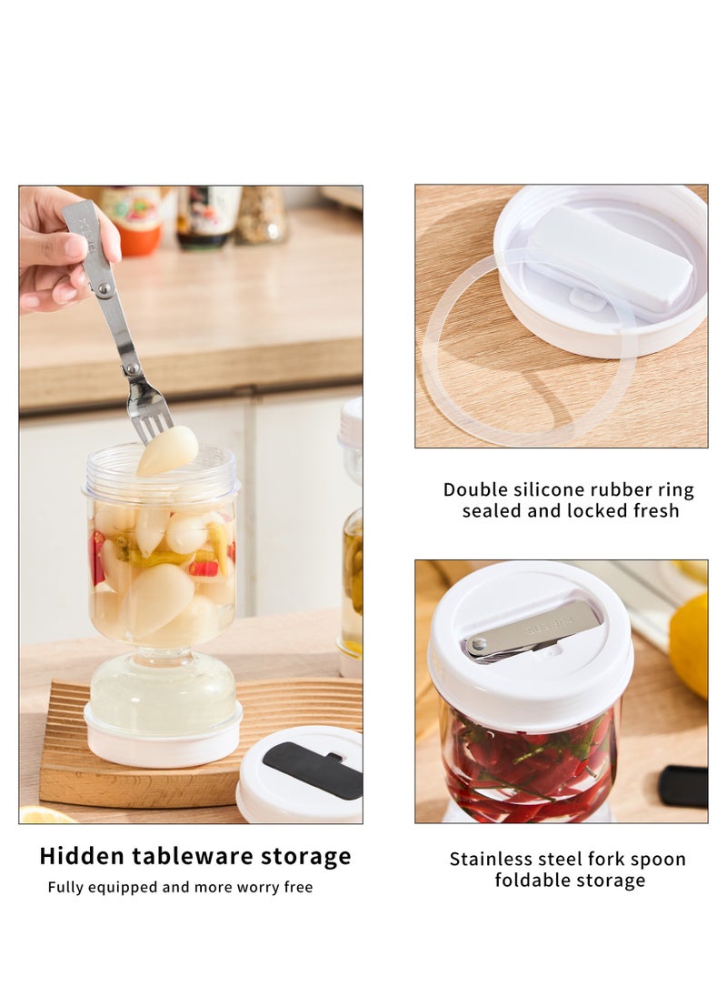 Generic - Wet And Dry Separation Pickle Jar With Fork Kitchen Wet And Dry Separation Pickle Jar With Fork Kitchen Food Sealing And Fresh-Keeping Storage Jar Food Sealing And Fresh-Keeping Storage Jar - Image 1