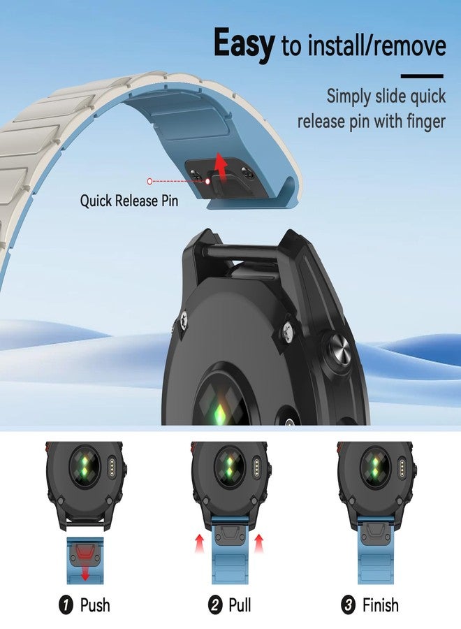 ISABAKE Watch Strap for Fenix 8 47mm/7/6 Pro/5 Plus, 22mm Silicone Quickfit Replacement Band for Garmin Epix Pro 47mm/Forerunner 945/935, 22MM - Image 4