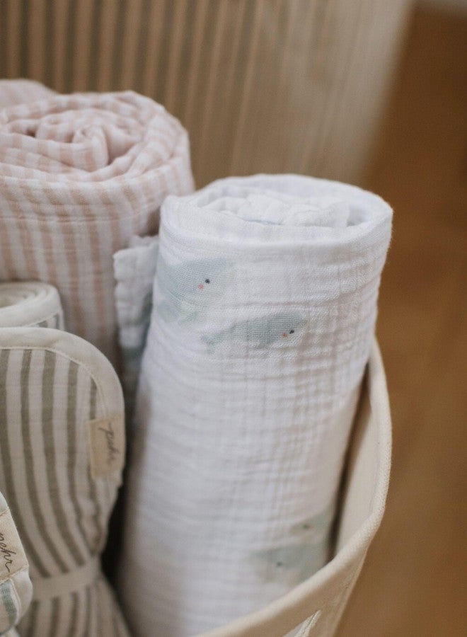 PEHR Muslin Cotton Swaddle, Follow me Whale | Organic Baby Blanket | Ultra-Soft & Versatile | Playful Animal Print | 47” x 47” - Image 3