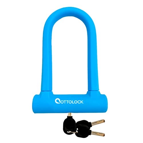 OTTOLOCK Sidekick Compact U-Lock - Heavy Duty Anti Theft Bicycle U-Lock with Keys, Silicone-Coated, Bike Accessories, Blue - Image 1