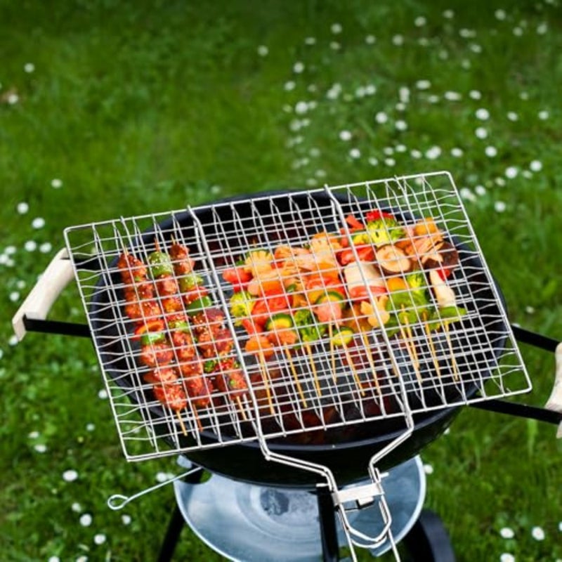 Fish Grill Baskets Folding Portable Fish Grilling Rack For Grill, BBQ Grilling Basket, Stainless Steel Grill Basket For Veggies, Shrimp, Meat Cook Come With Storage Bag and Two Basting Brush - Image 4