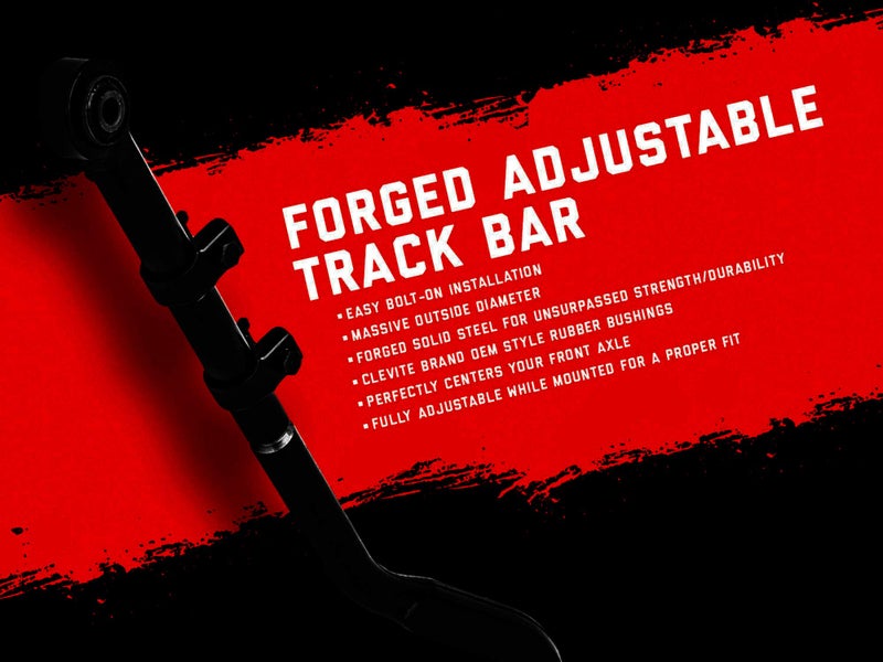 Rough Country Forged Adjustable Track Bar for 18-23 Jeep Wrangler JL/JT - 11061, Front, Black - Image 2