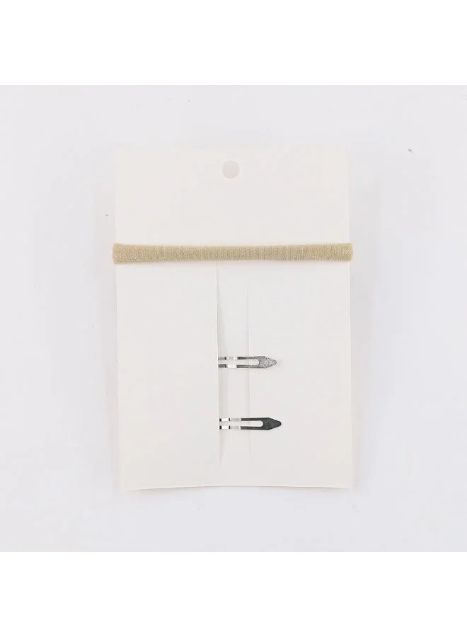 D'Daniela D'Daniela-Sara Ribbon Bow Clip Set with Ponytail For Babies and Girls -Dark Grey