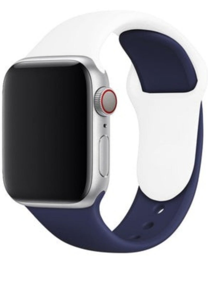 ELTRAZONE - Dual Color Soft Silicone Watch Strap For Apple Watch Band /45mm For iWatch Series 7/6/SE/5/4/3/2/1/ - Image 1