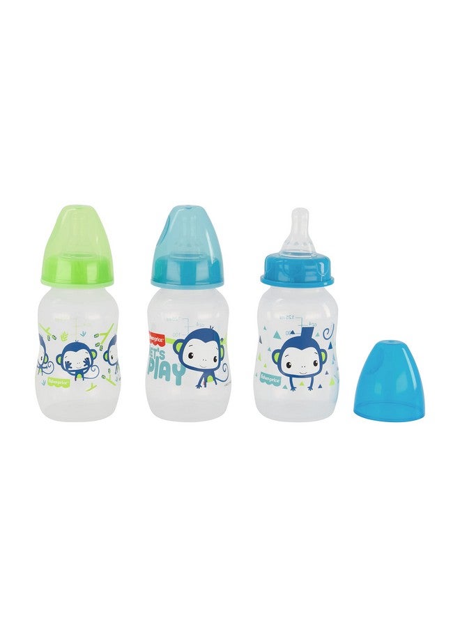 Cudlie Fisher Price 3 Pack Bottles, 5 Ounce, Newborn Baby Bottles, Quality Bottles for Newborn Babies, Monkey Print - Image 1