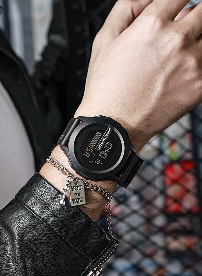 Youth Sports Digital Watch, Brown Silicone Strap, Battery Powered, Electronic Movement, Multifunctional with Backlight, Round Case - Unisex Fashion Accessory for Daily Wear And Travel - Image 5