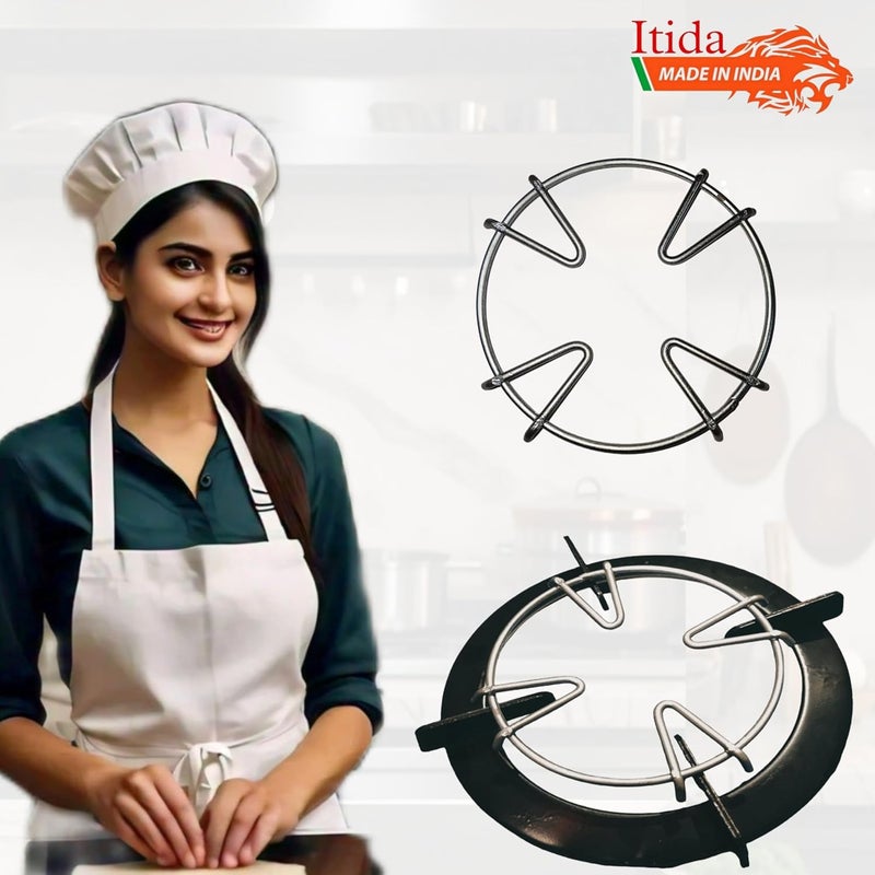 Itida Itida Mini Pan Support 13 CM Round Gas Stove Stand for Small Utensils Silver Pack of 3  - Image 3