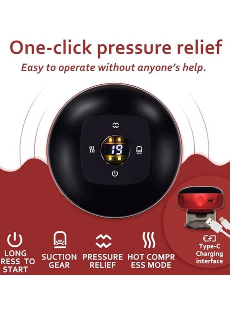 Intelligent Breathing Cupping Therapy Massager, 3 in 1 Electric Cupping Set with 6 Level Suction, Red Light Heating Cupping Scraping and Massage  - Image 3