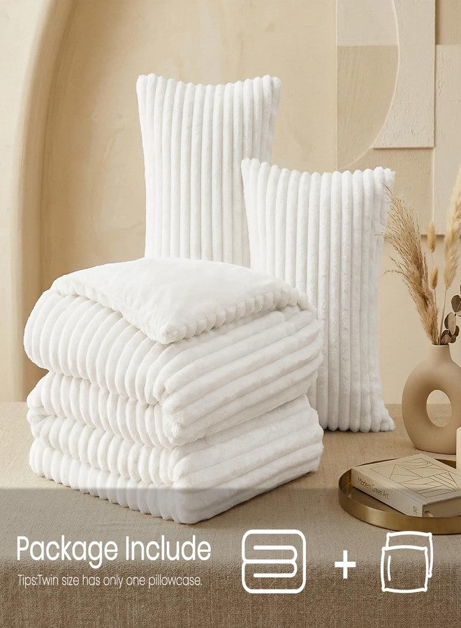 Quataly Marshmallow Queen Fleece Comforter Set White Faux Fur Fluffy Comforter Set Luxury Bedding Set Soft Plush Fuzzy Warm Bed Set All Season 3 Pieces (1 Shaggy Comforter, 2 Pillowcases) - Image 2